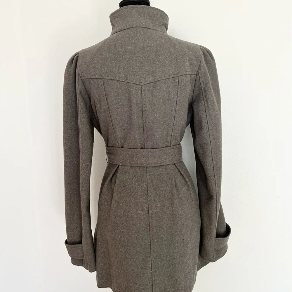 H&M Recycled Wool Belted Zip-Up Coat – Size 10 - Picture 4 of 6